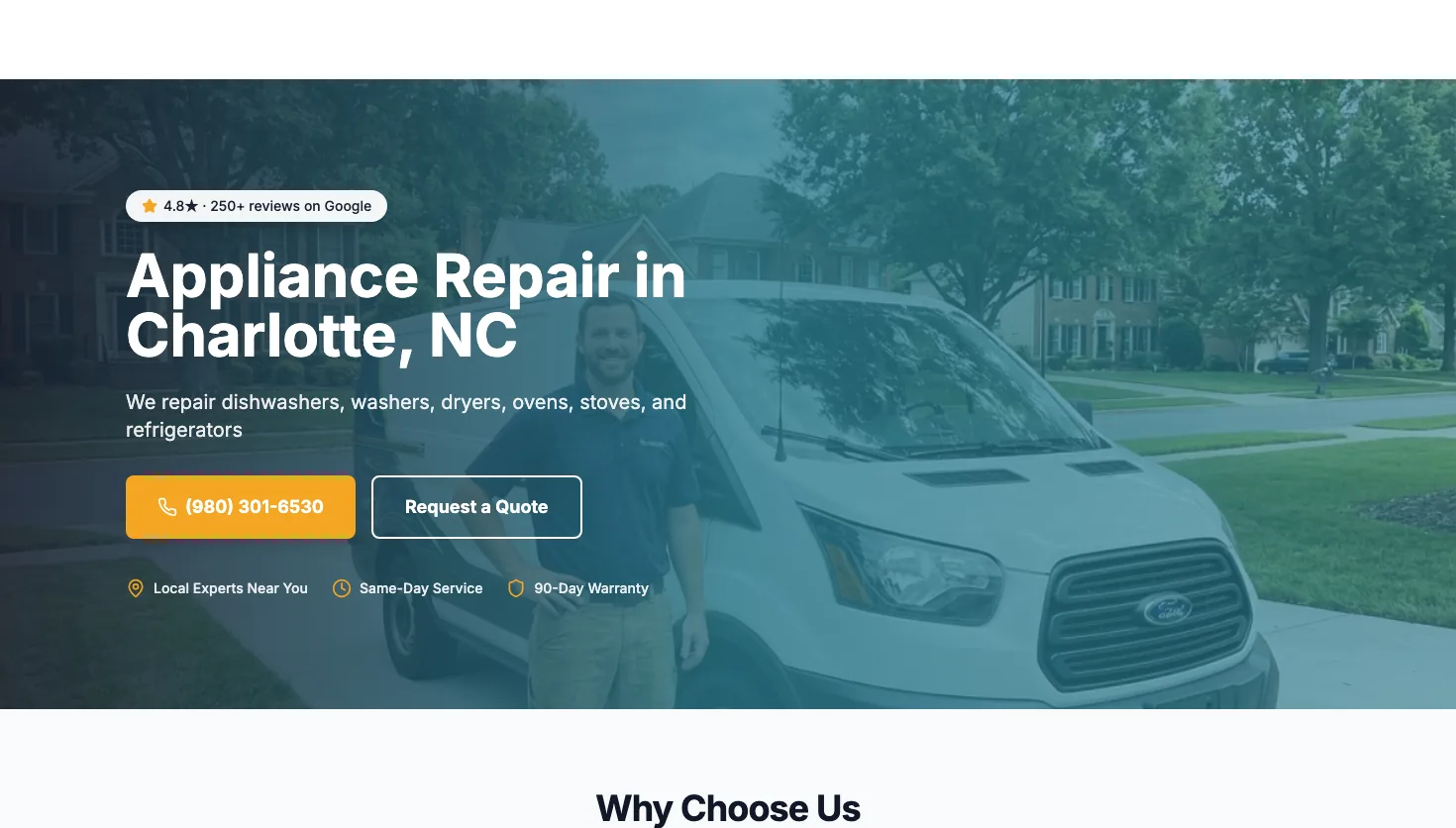 Ok Appliance Repair website screenshot
