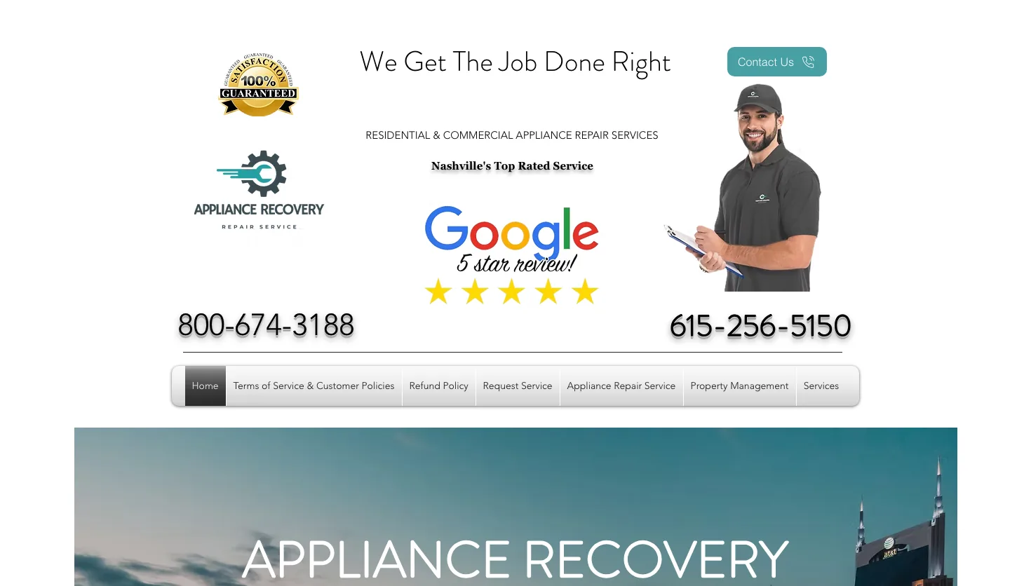 Appliance Recovery of Nashville LLC. website screenshot