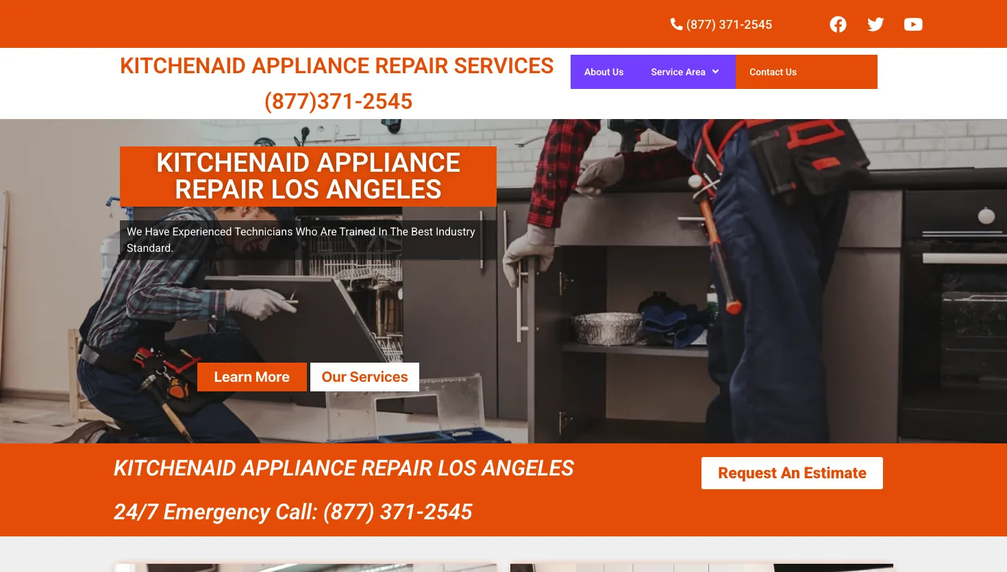 Ryan's Kitchenaid Repair Techs website screenshot
