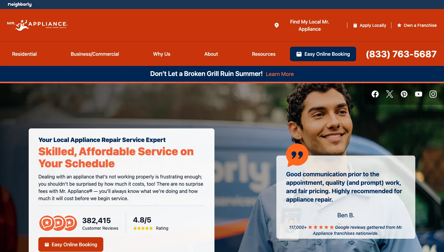 Mr. Appliance of Seattle website screenshot