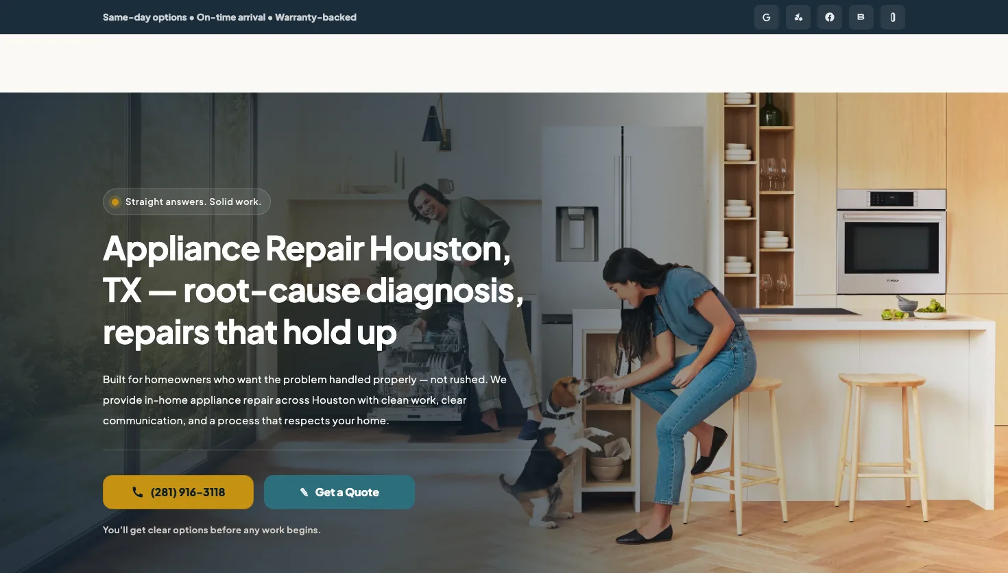 My Appliance Repair Houston website screenshot