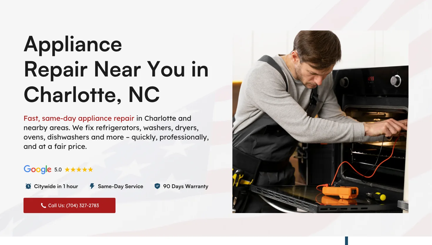 Prime Appliance Repair website screenshot