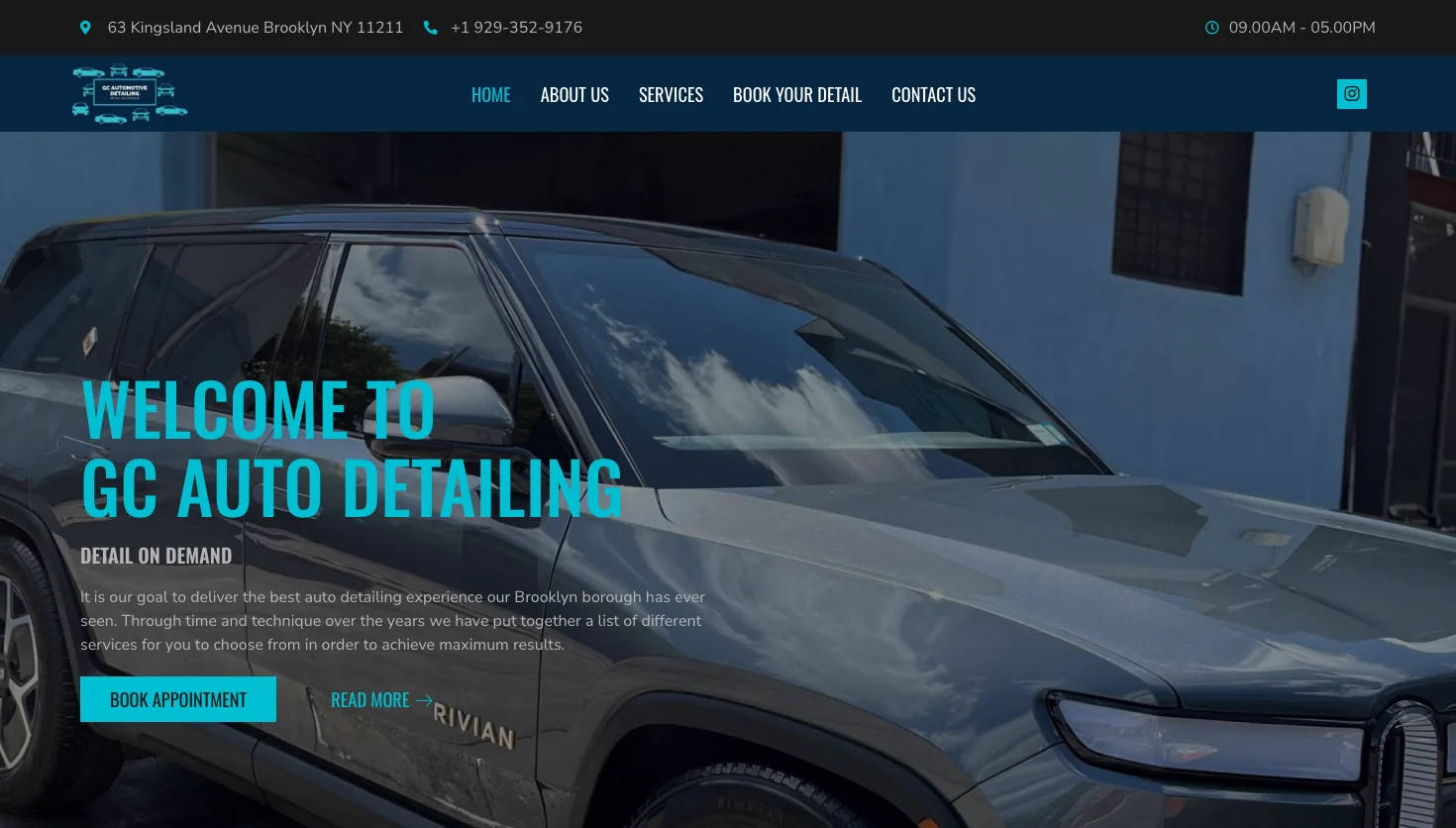 GC Automotive Detailing & Hand Wash website screenshot
