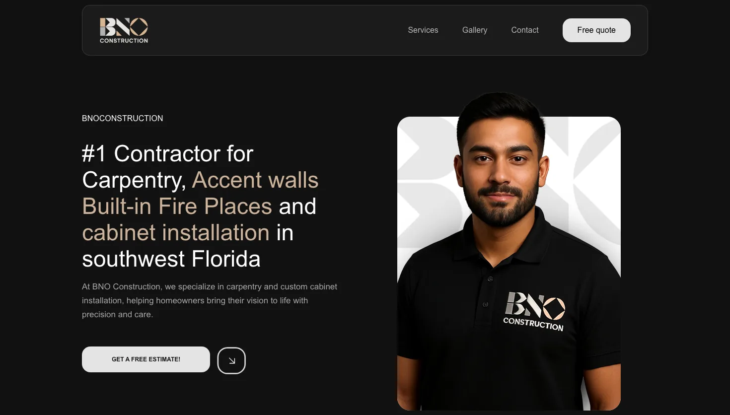 BNO Construction website screenshot