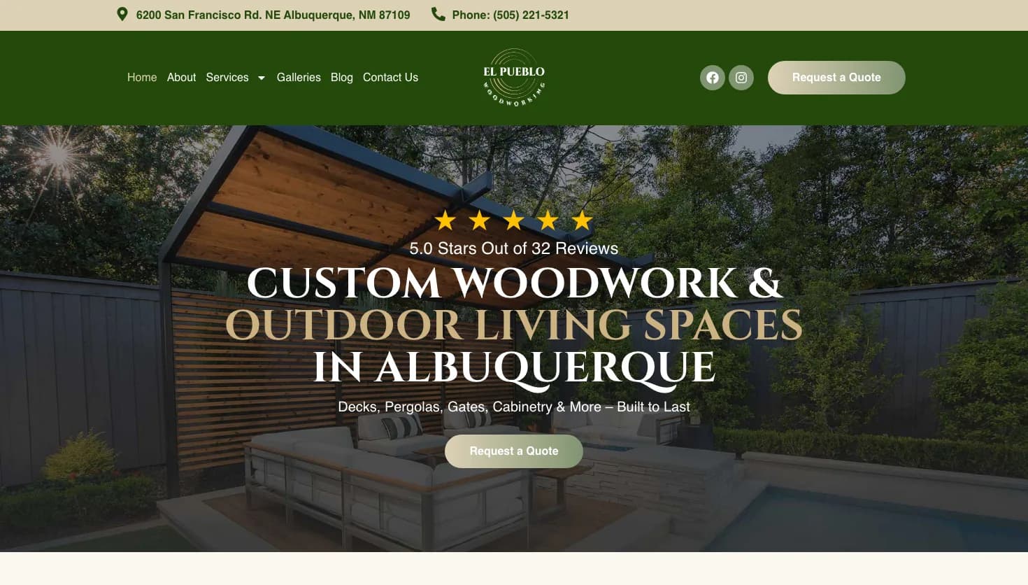 El Pueblo Woodworking website screenshot