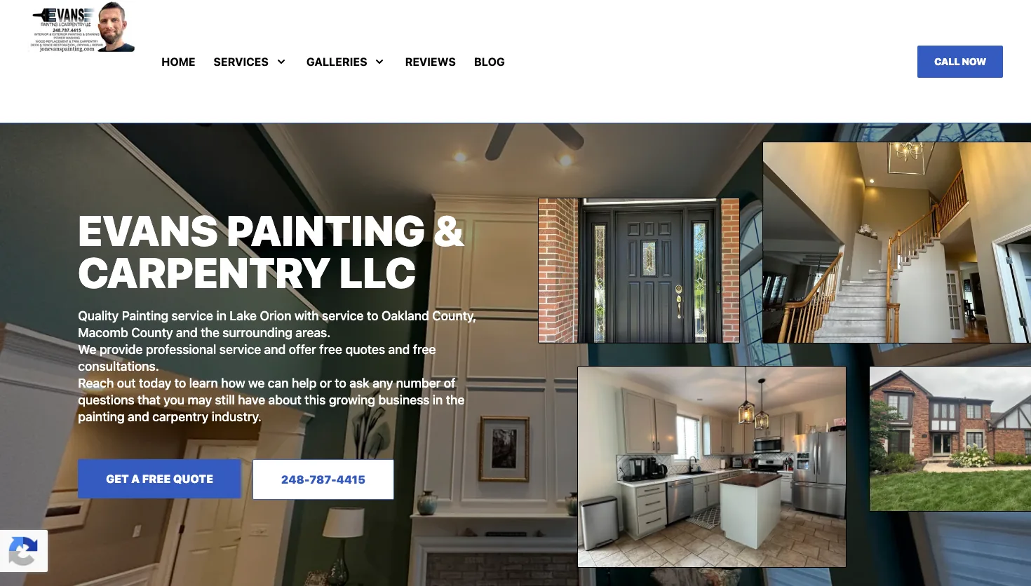 Evans Painting & Carpentry LLC website screenshot
