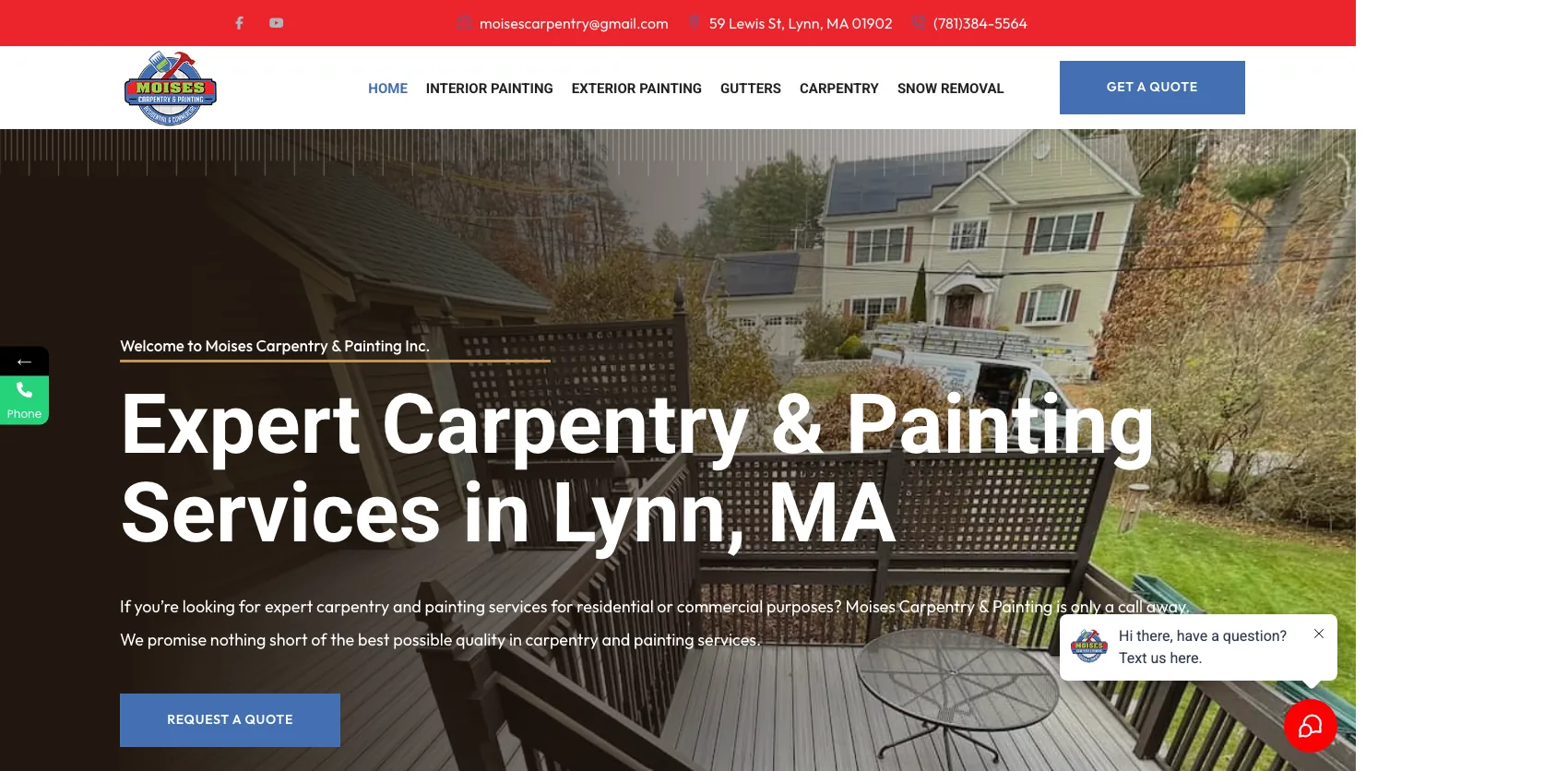Moises Carpentry and Painting website screenshot