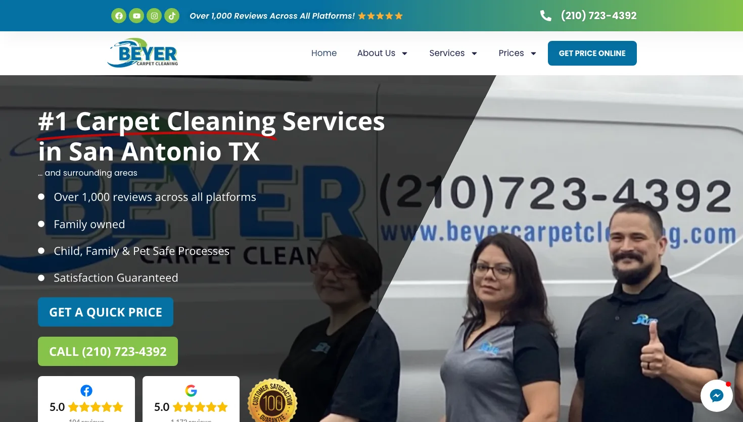 Beyer Carpet Cleaning website screenshot