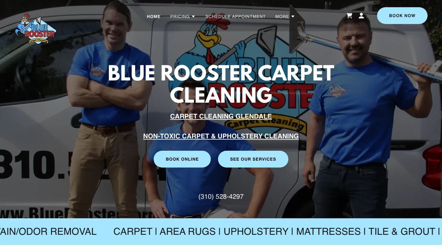 Blue Rooster Carpet Cleaning website screenshot