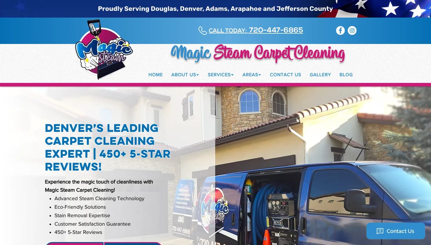 Magic Steam Carpet Cleaning website screenshot