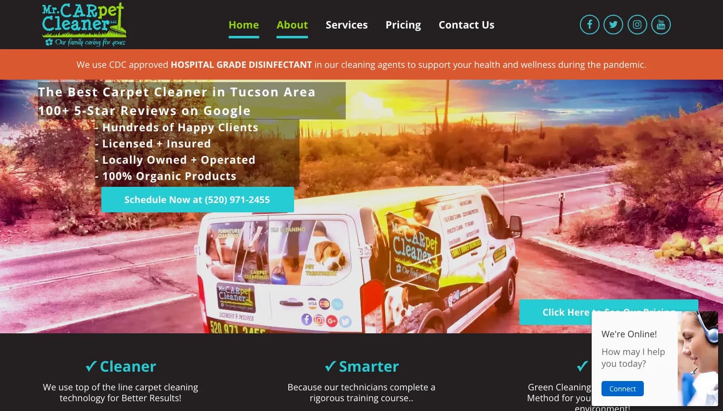 Tucson Carpet Cleaning Concepts website screenshot