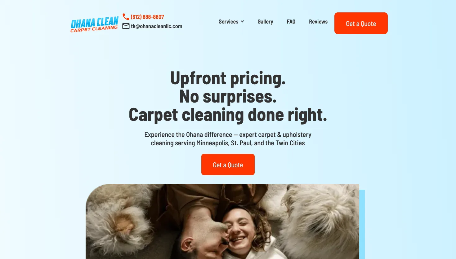 Ohana Clean Carpet Cleaning website screenshot