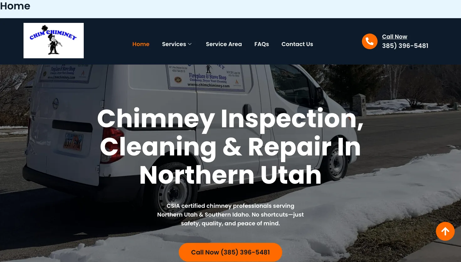 Chim Chimney Sweep, Cleaning & Repair website screenshot
