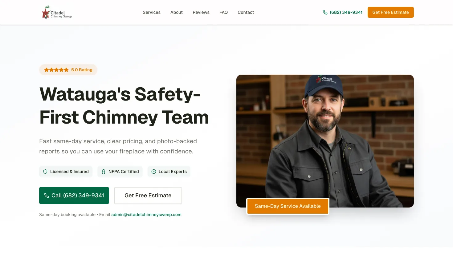 Watauga Chimney Sweep website screenshot