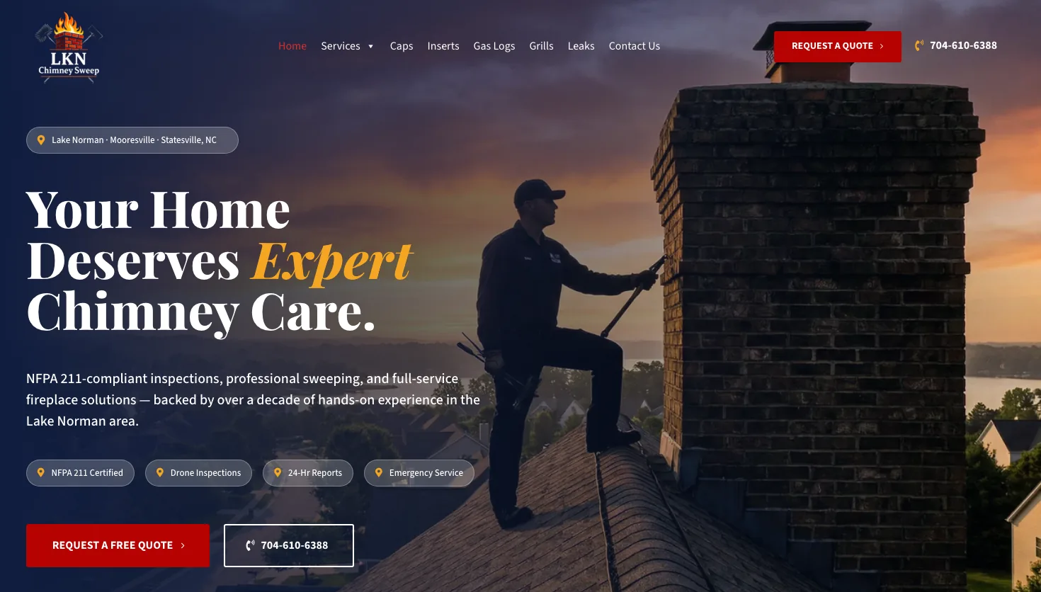 LKN Chimney Sweep website screenshot