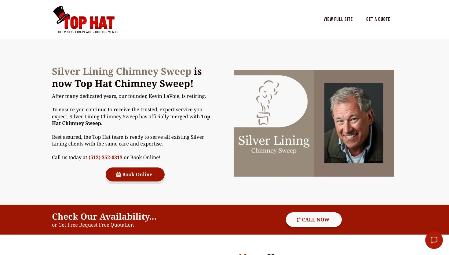 Silver Lining Chimney Sweeps website screenshot