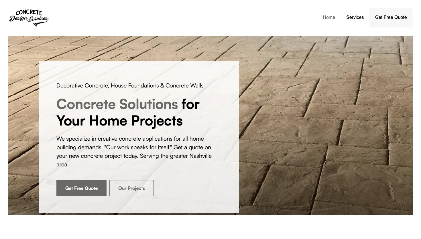 Concrete Design Services website screenshot
