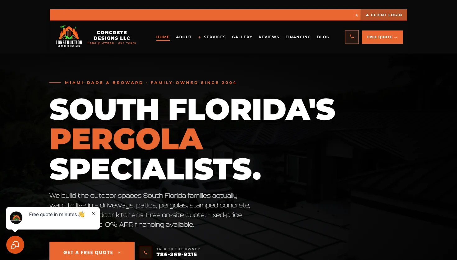 Concrete Designs LLC website screenshot