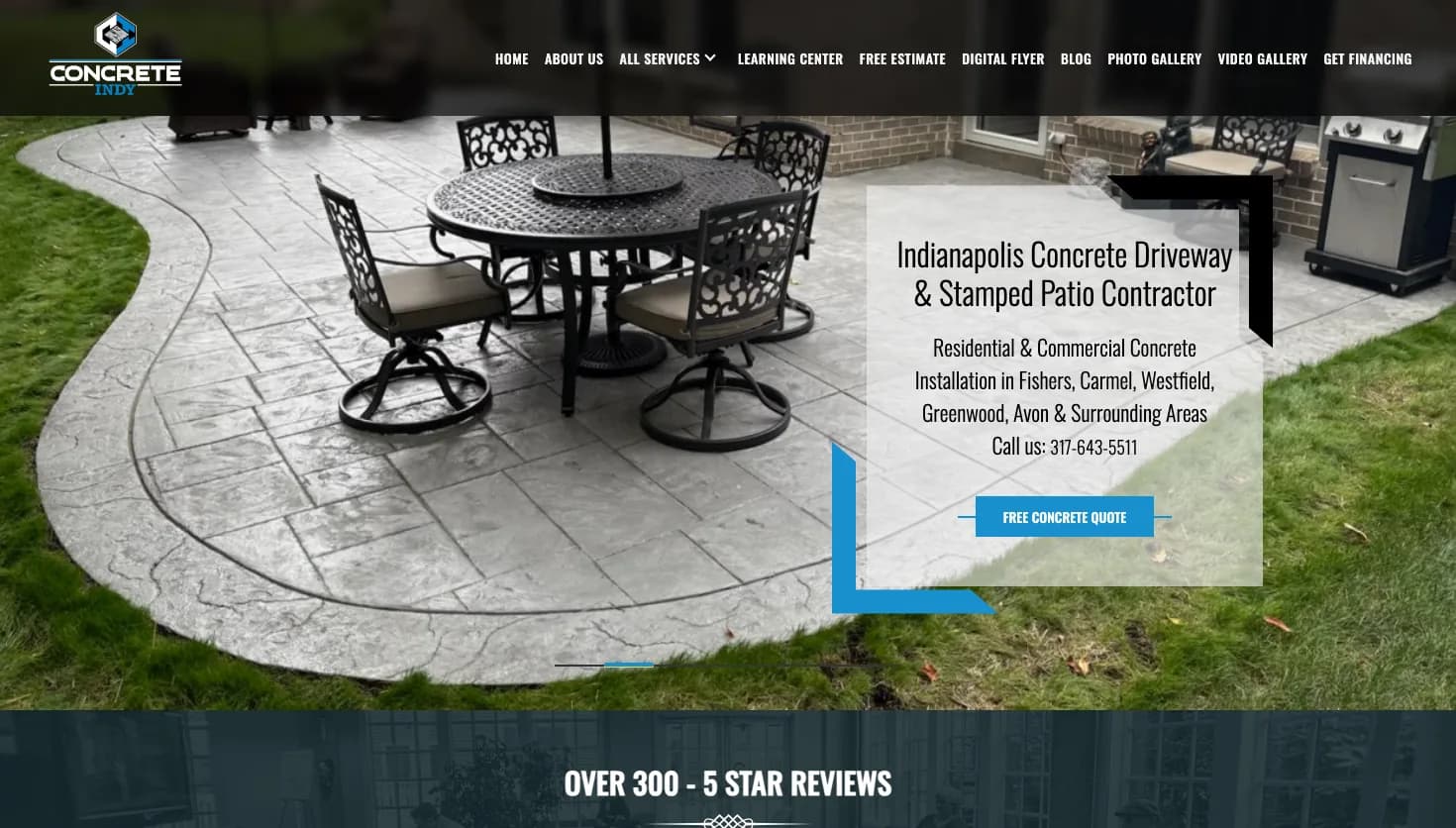 Concrete Indy - North Side Location website screenshot