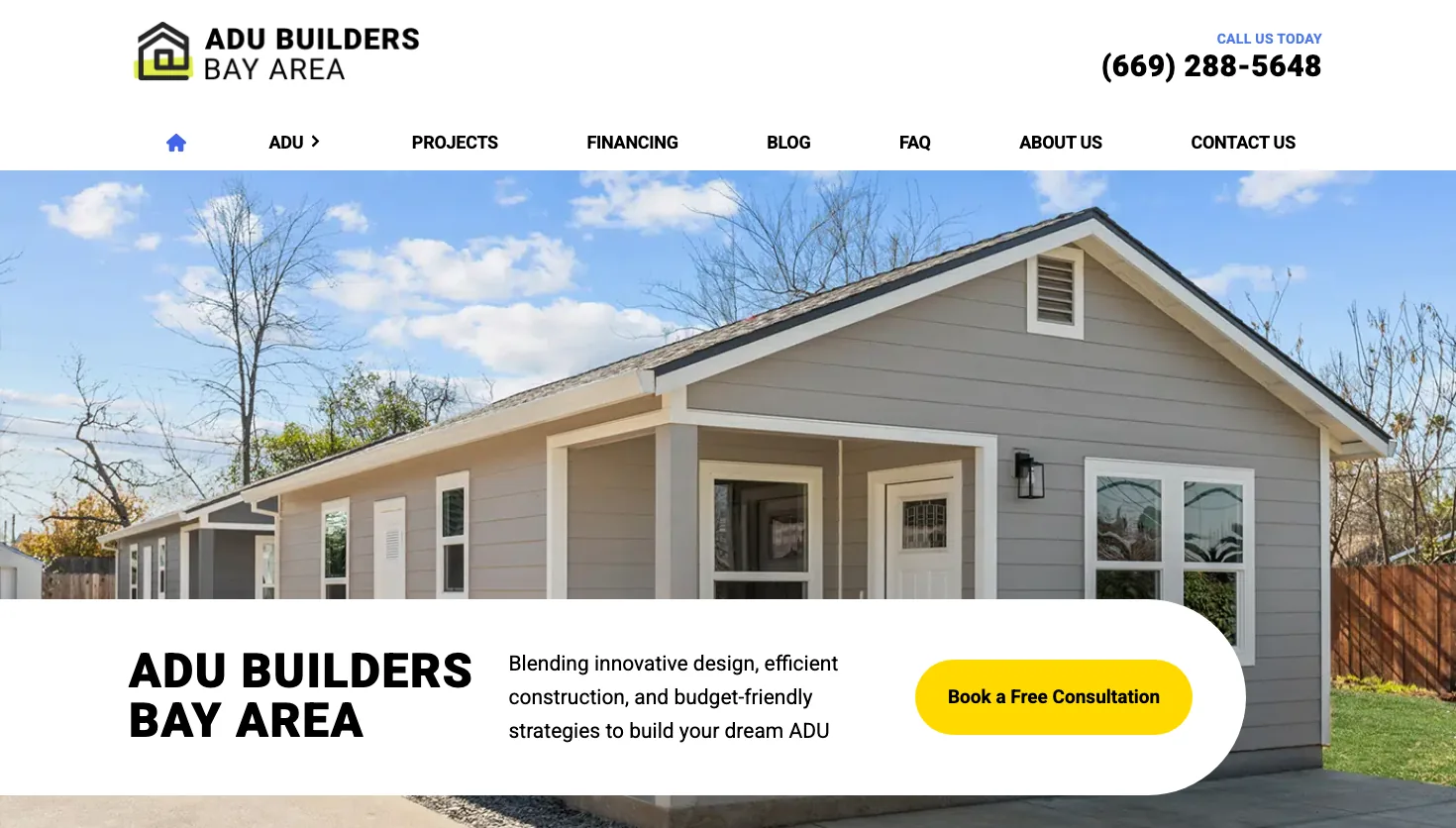 ADU Builders Bay Area website screenshot