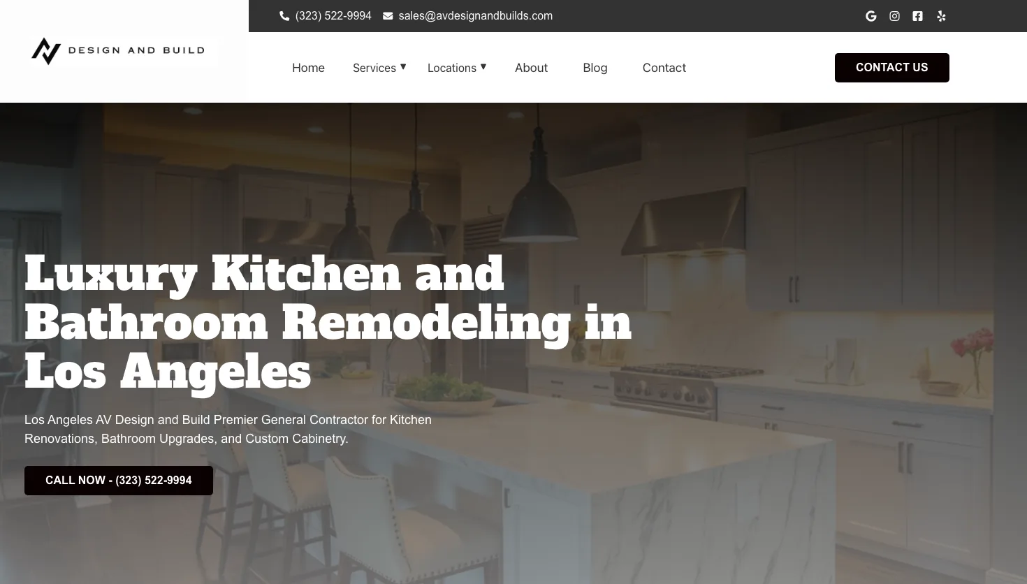 AV Design and Build website screenshot