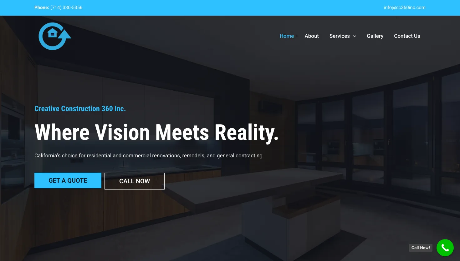 Creative Construction 360 Inc. website screenshot
