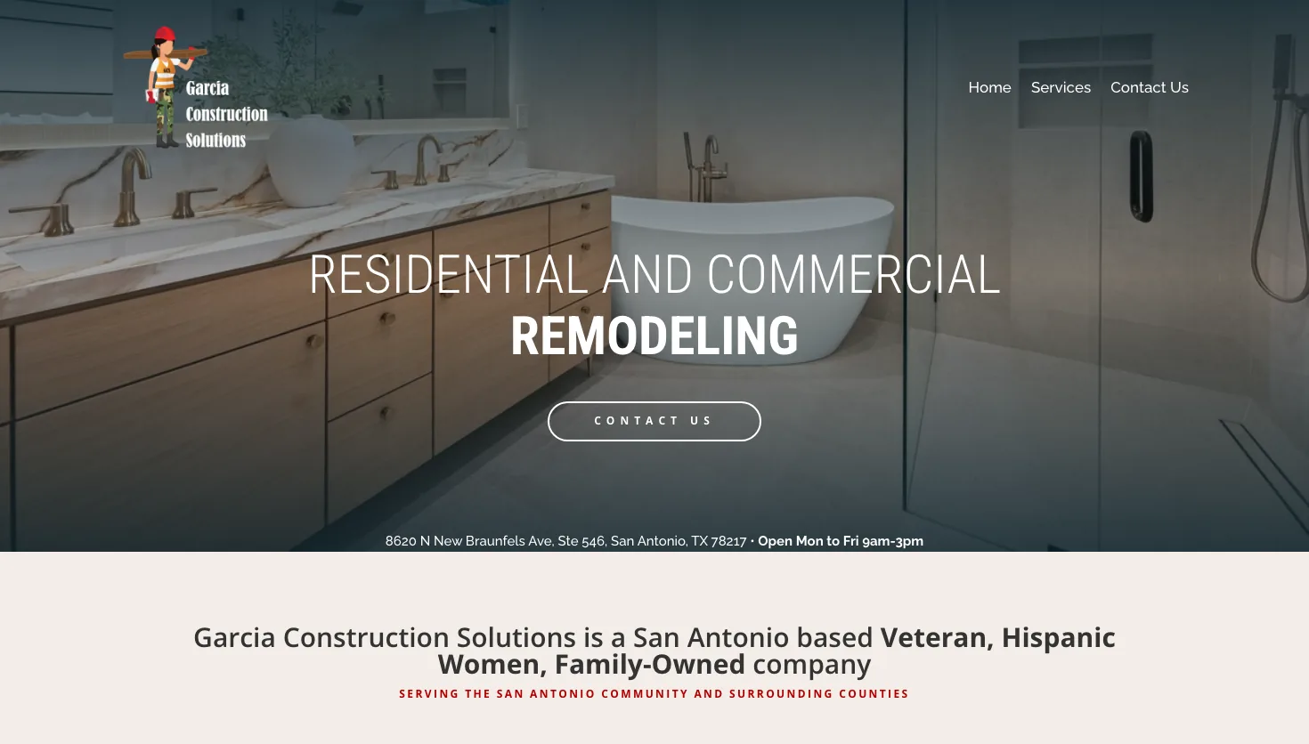 Garcia Construction Solutions website screenshot