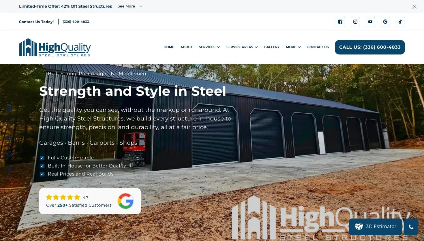 High Quality Steel Structures website screenshot