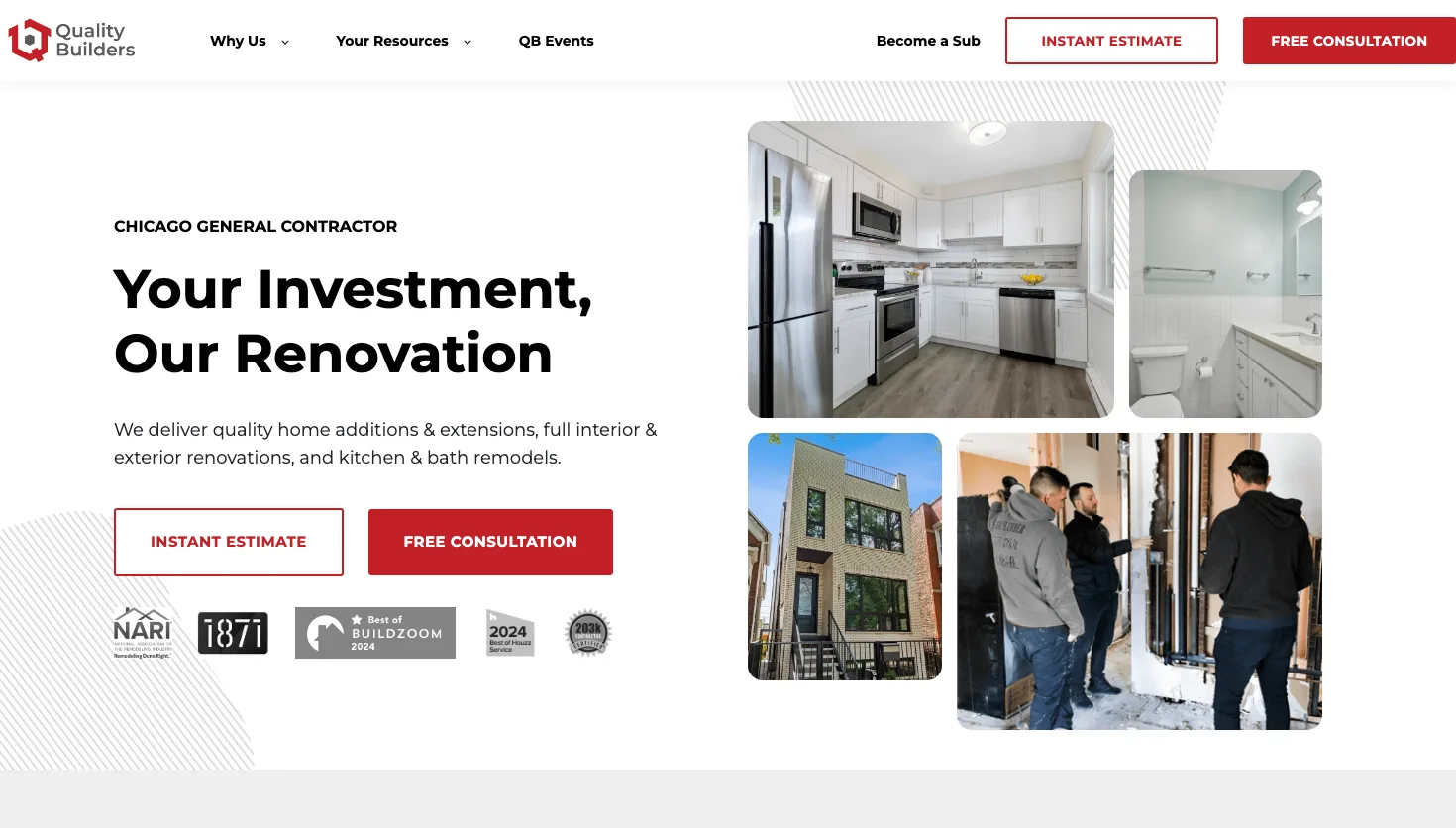 Quality Builders website screenshot