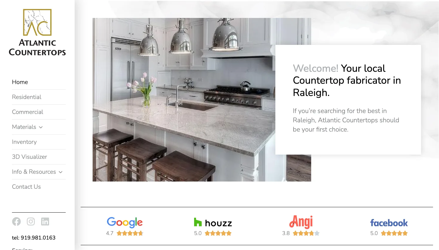 Atlantic Countertops website screenshot