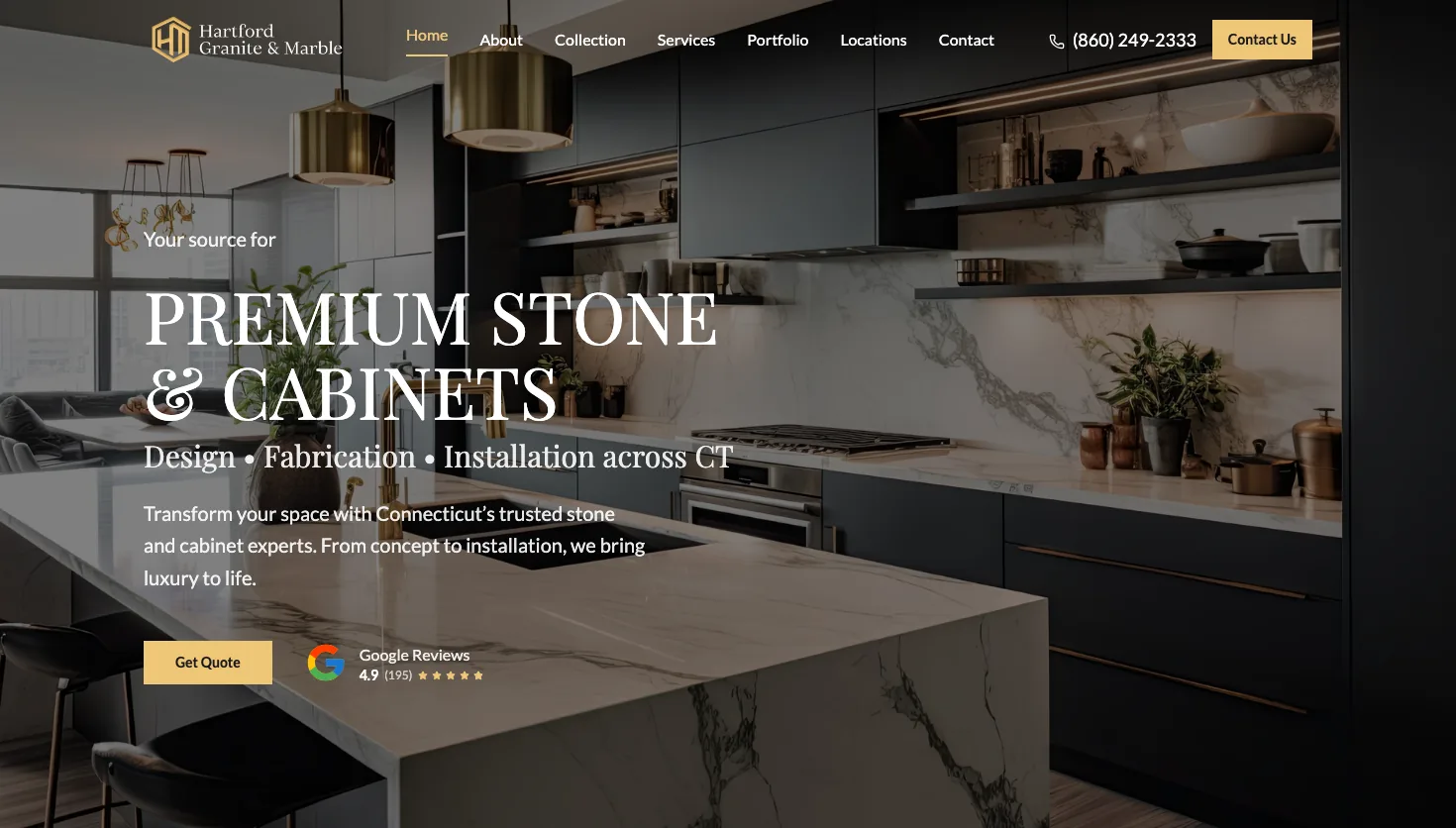 Hartford Granite & Marble Company website screenshot