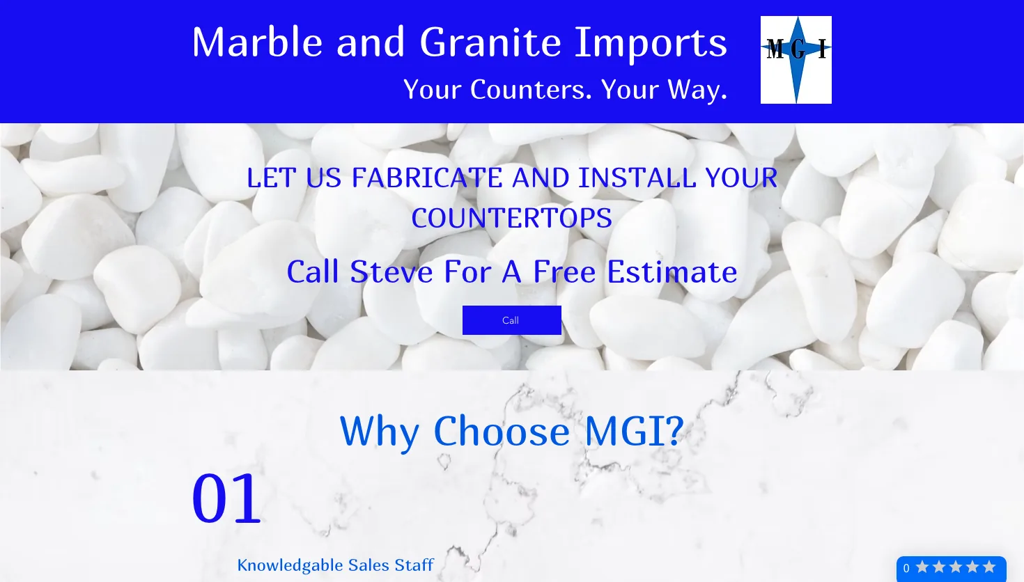 Marble & Granite Imports website screenshot