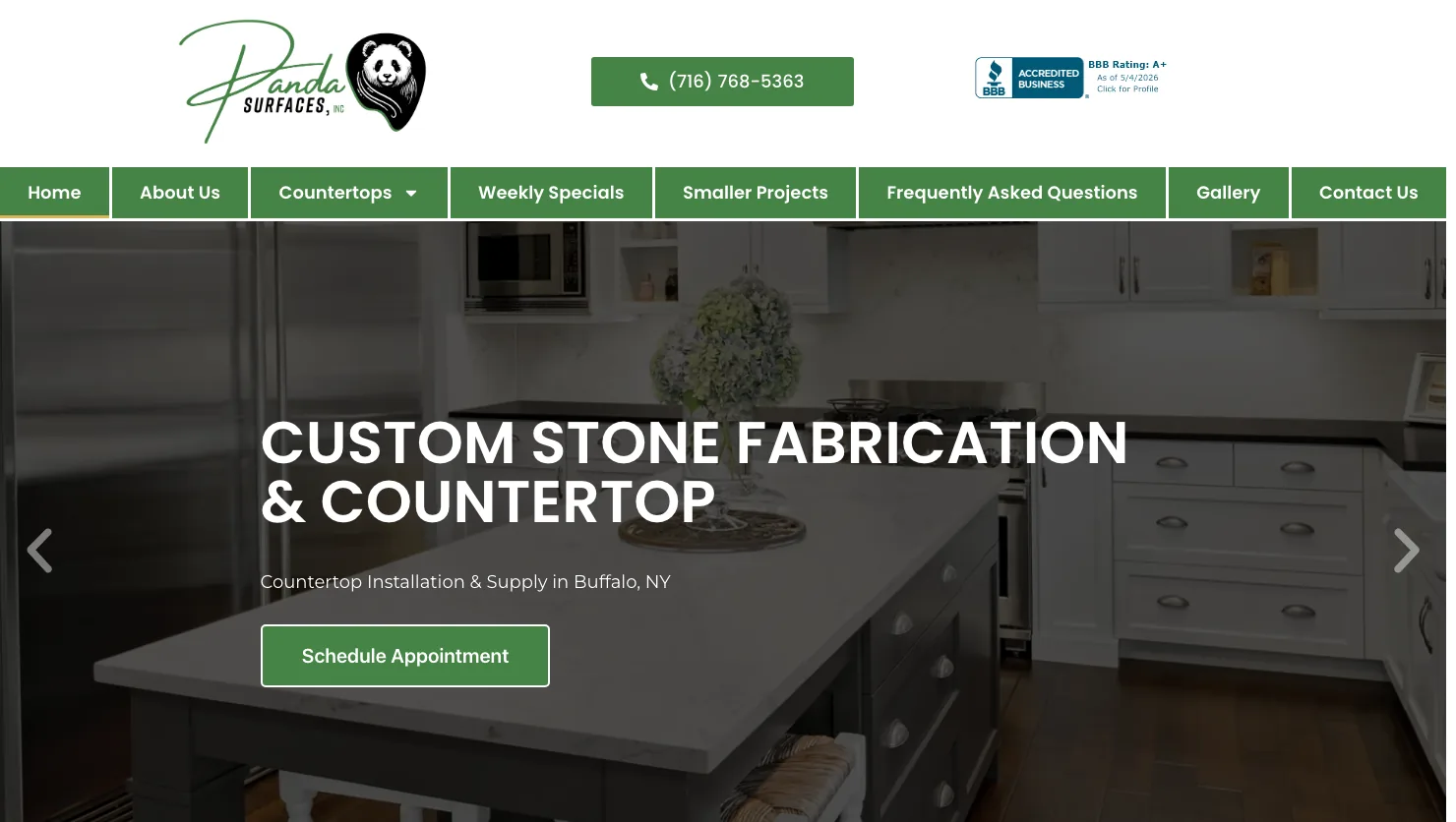 Panda Surfaces website screenshot