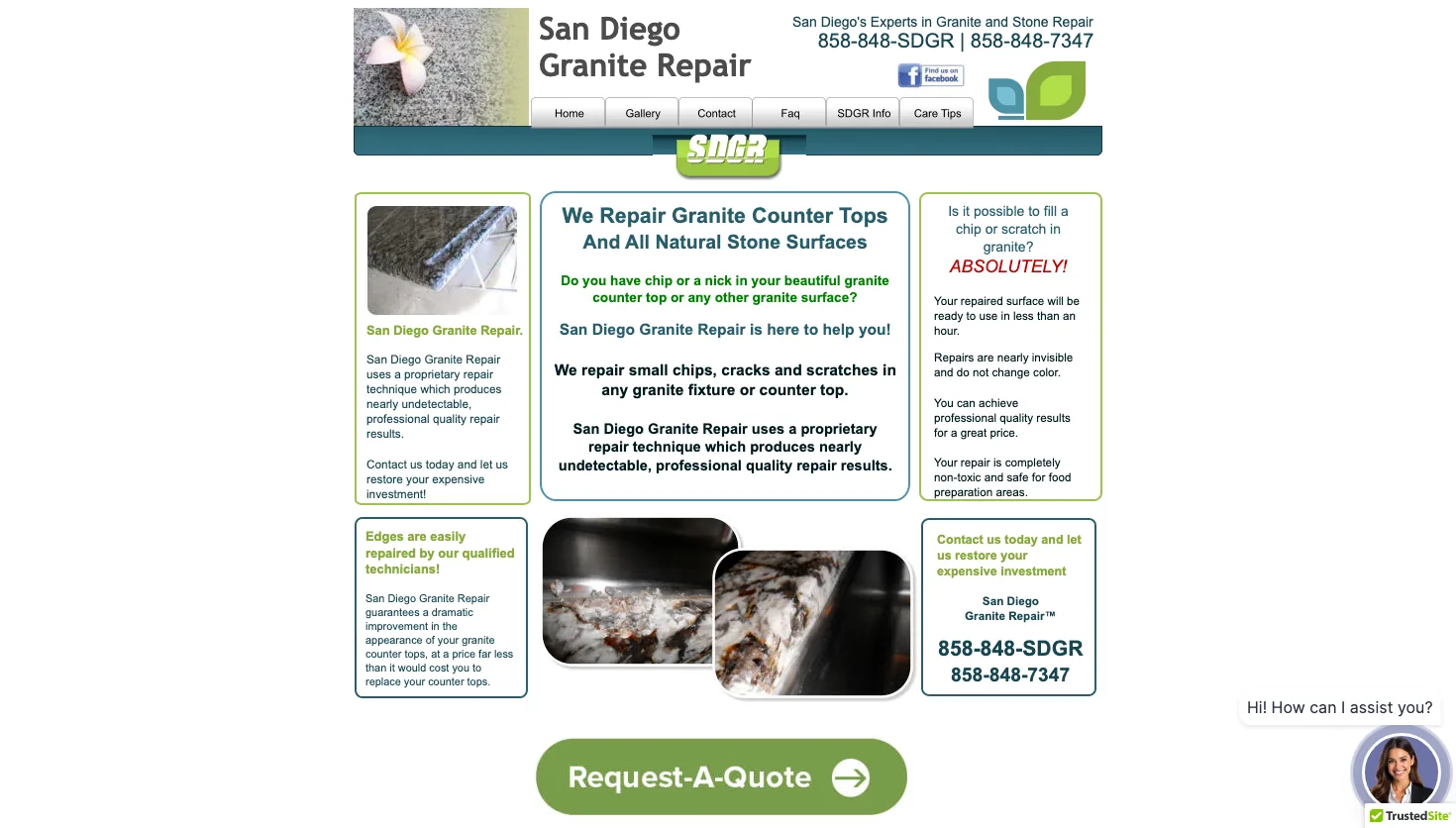 San Diego Granite Repair™ website screenshot