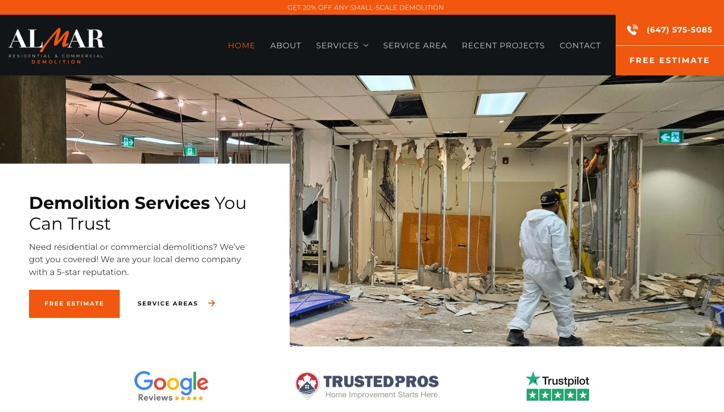 ALMAR Demolition website screenshot