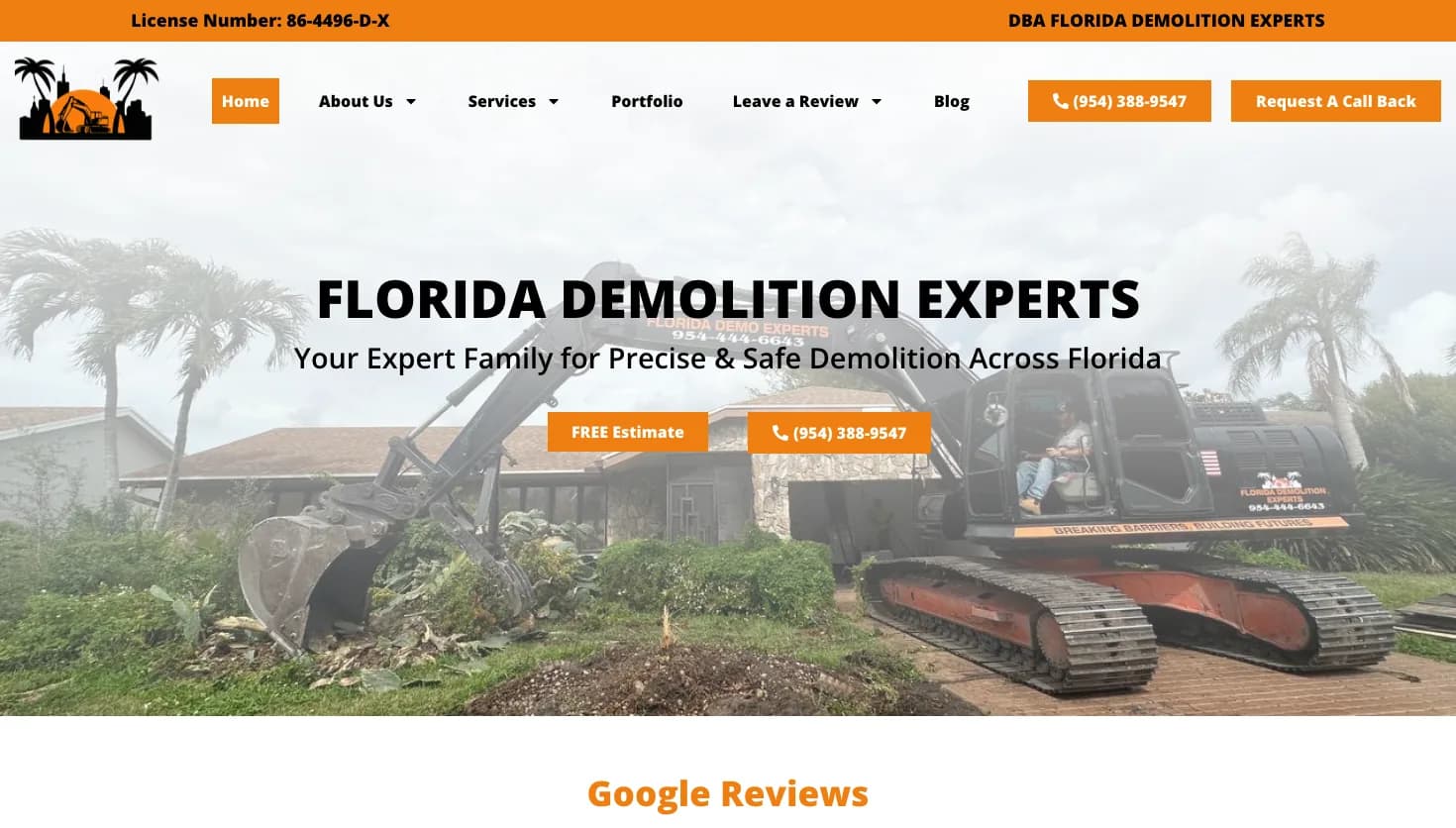 Florida Demolition Experts website screenshot
