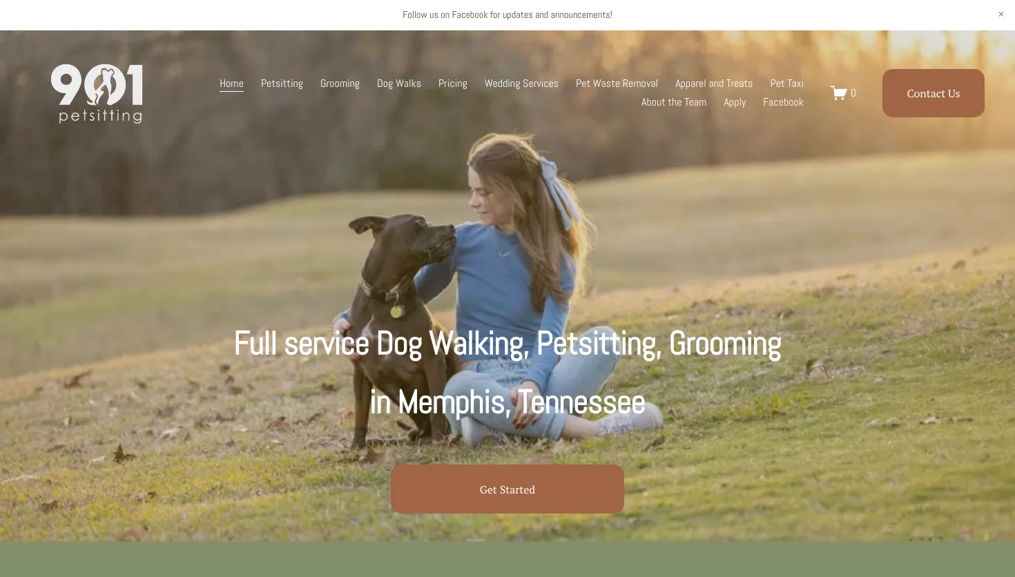 901Petsitting website screenshot