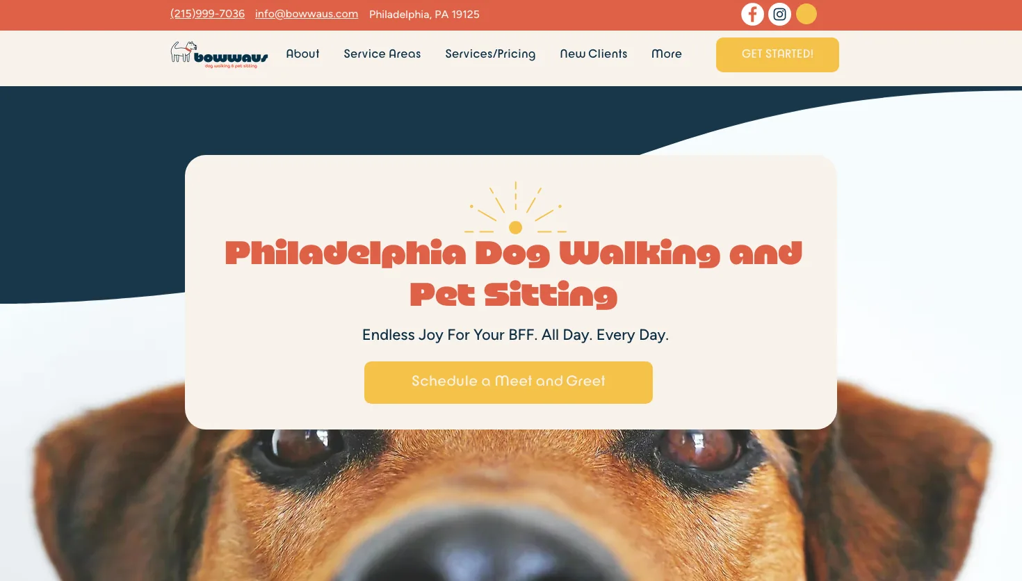 Bow Waus - Dog Walking and Pet Sitting website screenshot