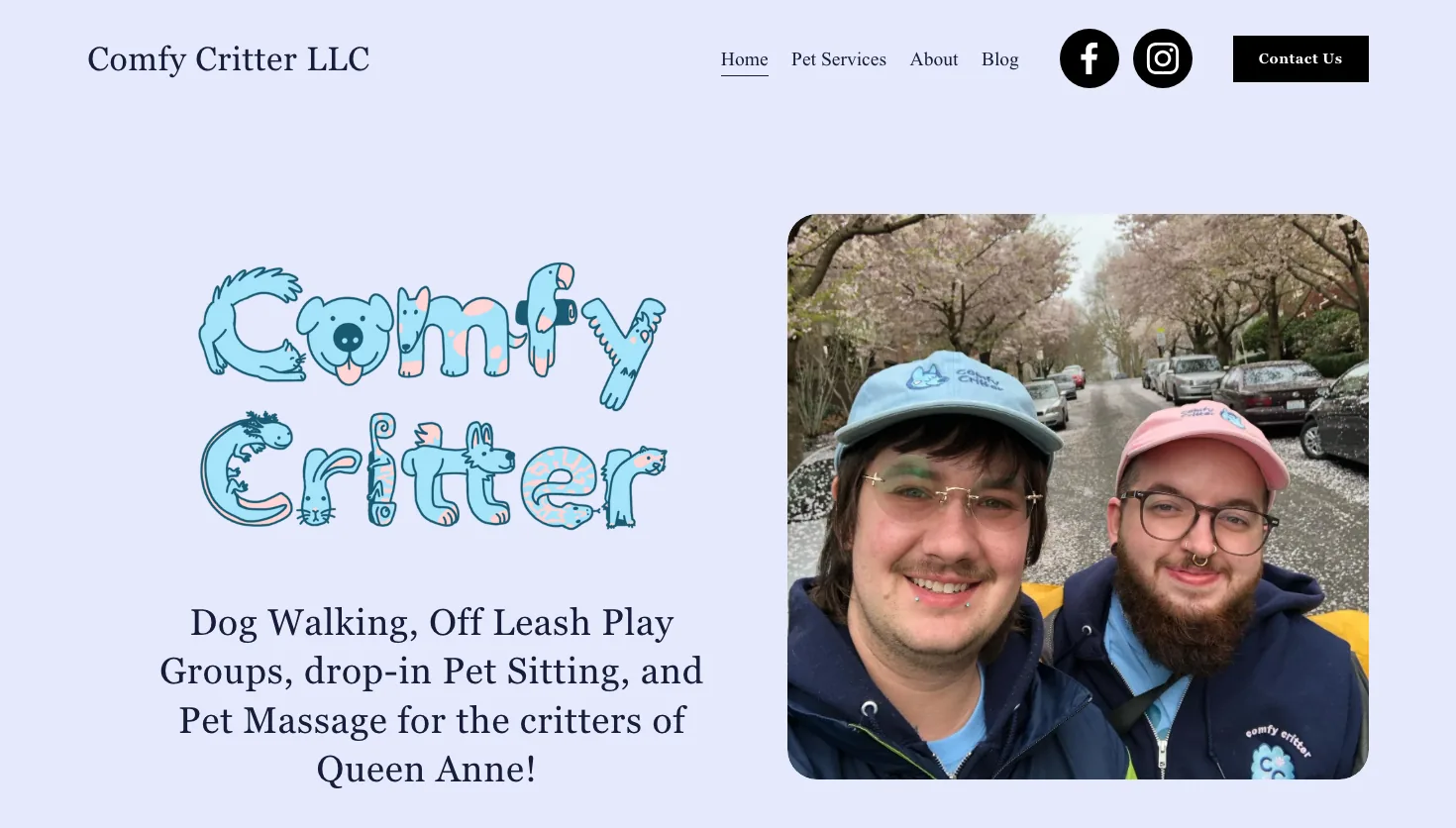 Comfy Critter LLC website screenshot