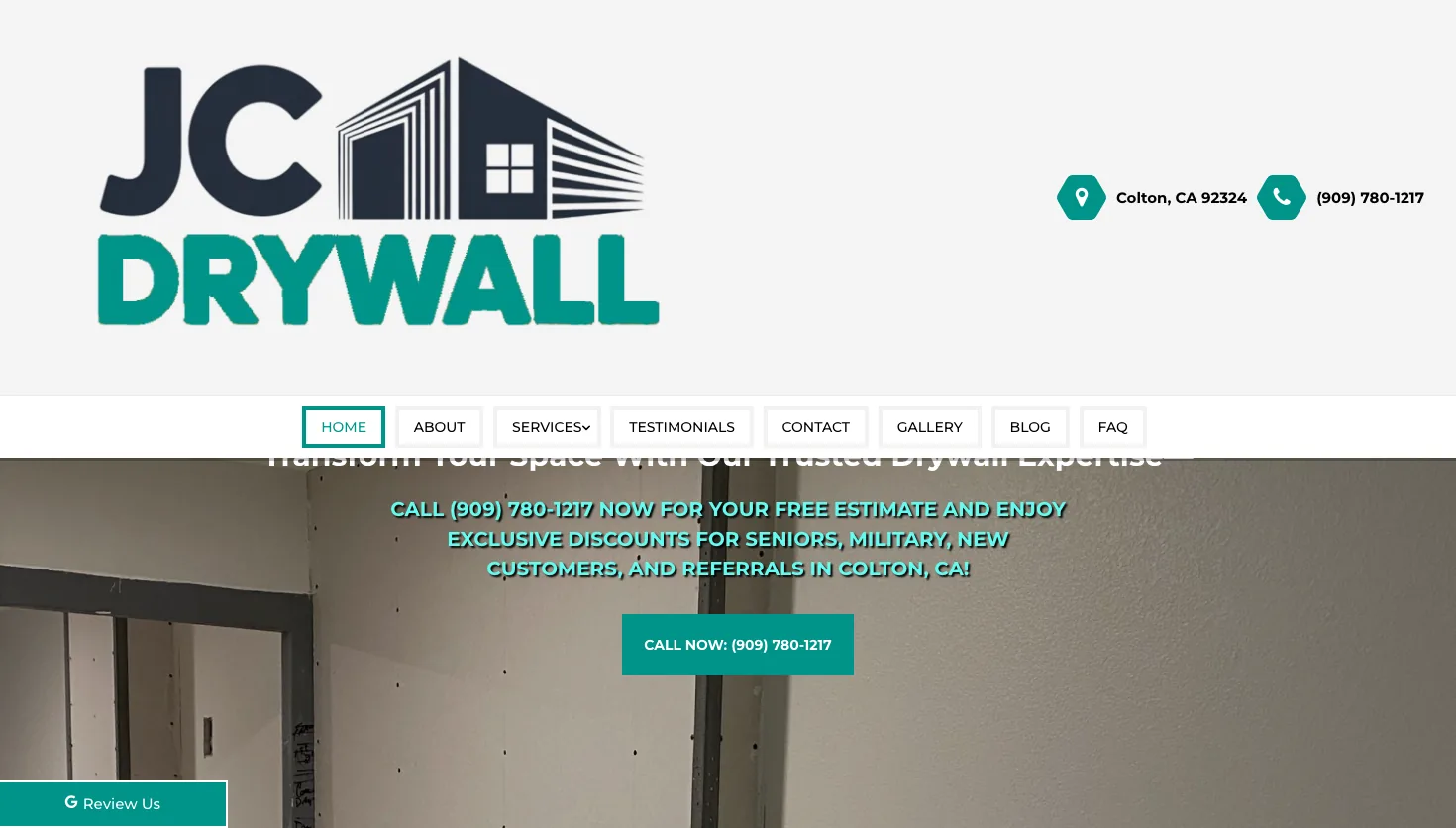 JC Drywall website screenshot
