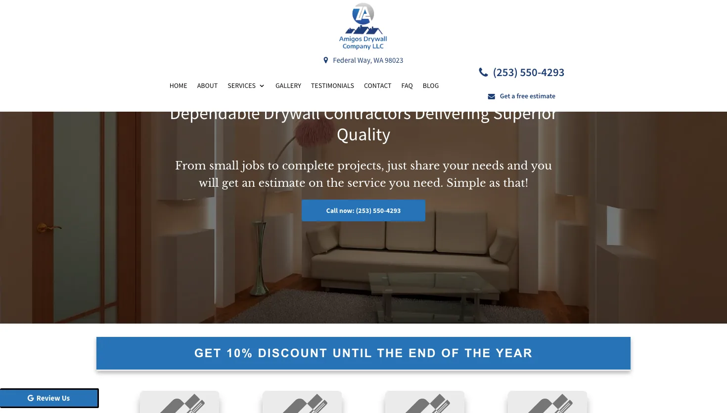 Amigos Drywall Company LLC website screenshot
