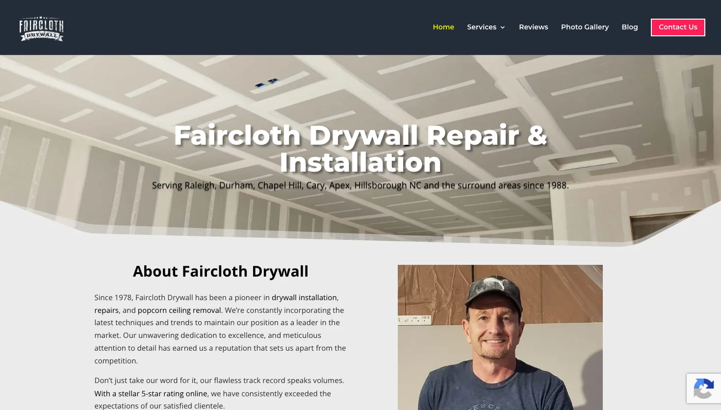 Faircloth Drywall website screenshot