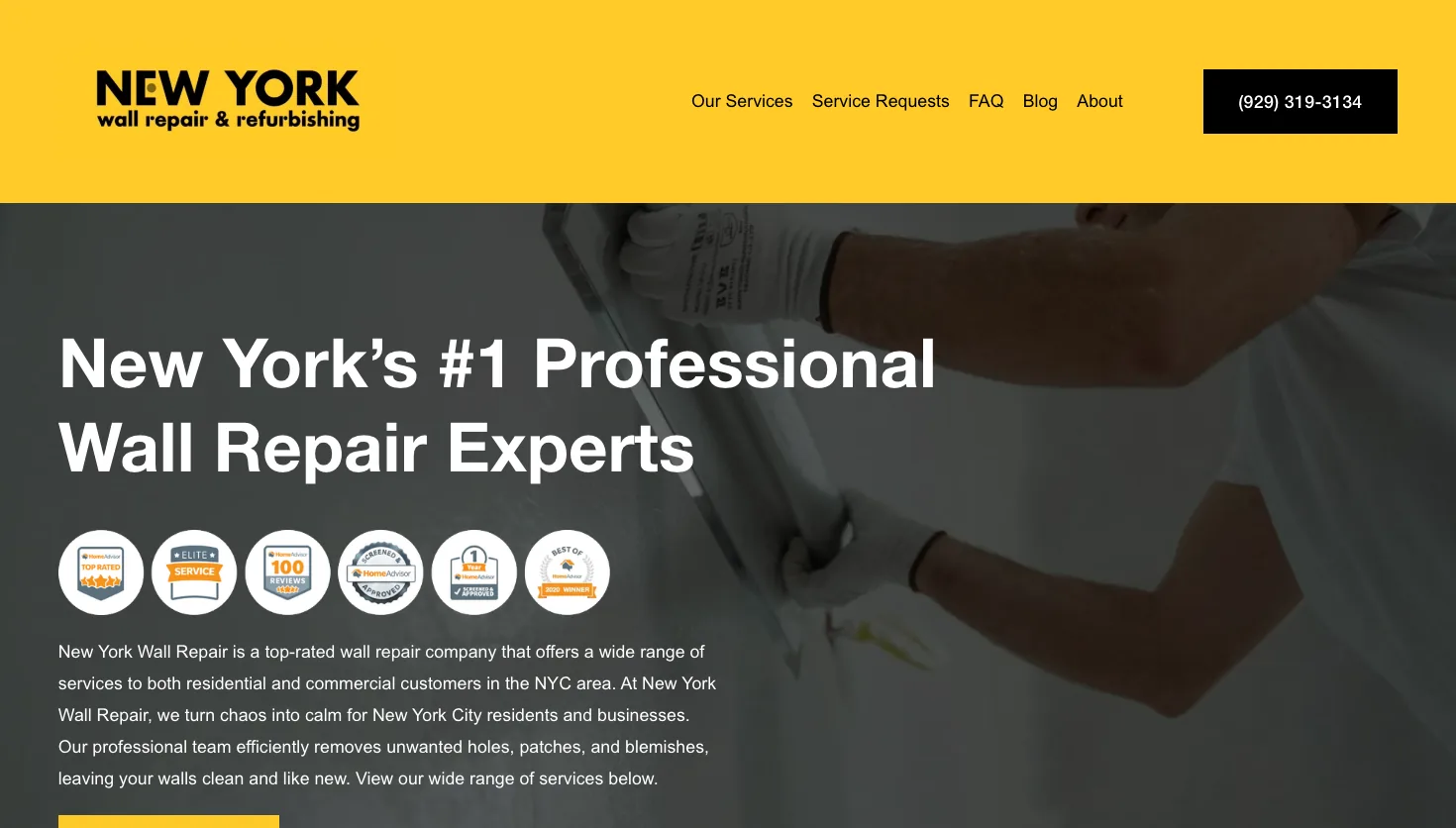 New York Wall Repair website screenshot
