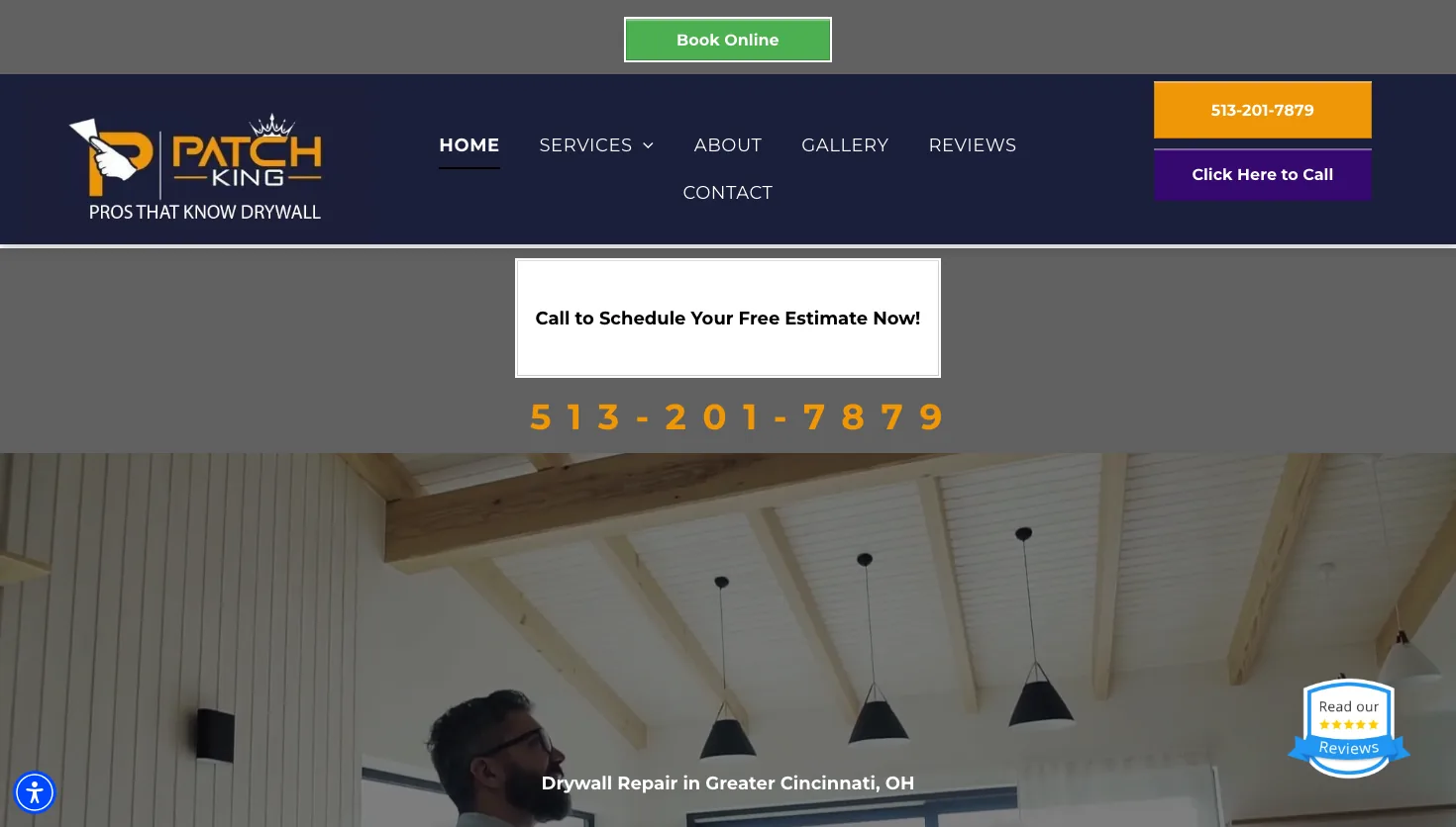 Patch King Drywall website screenshot