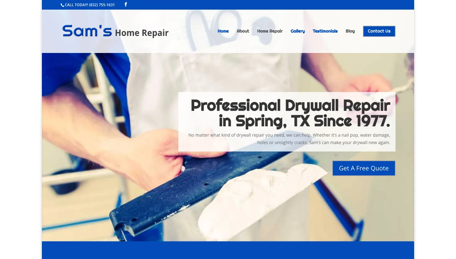 Sam's Home Repair website screenshot