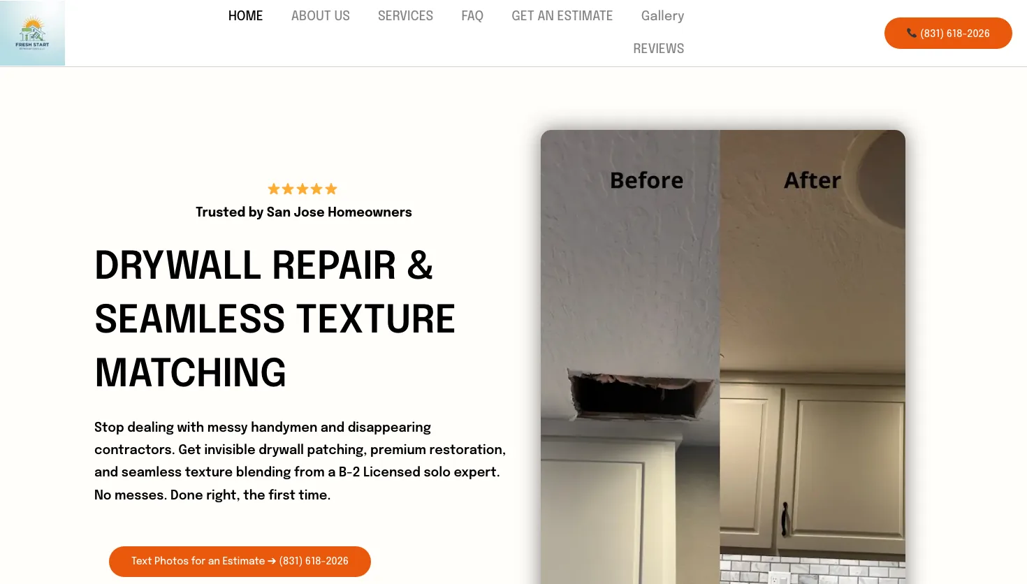 Fresh Start Renovations website screenshot