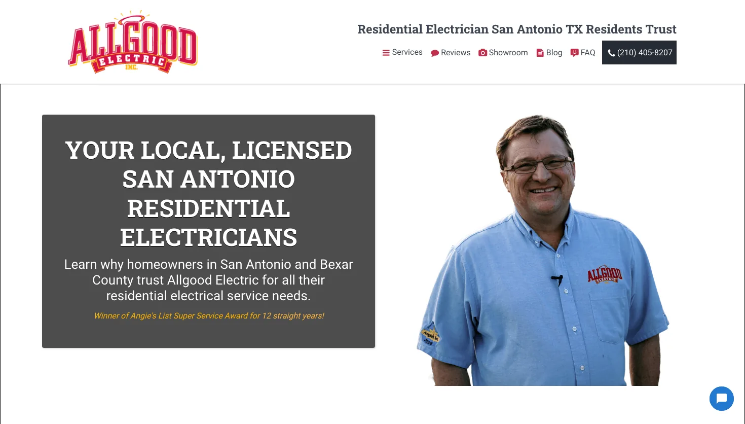 Allgood Electric website screenshot