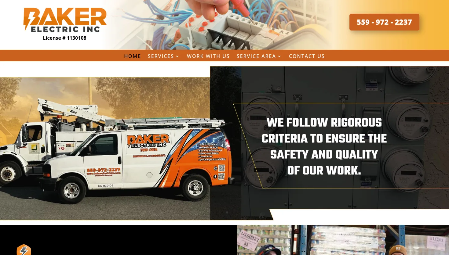 Baker Electric Inc website screenshot