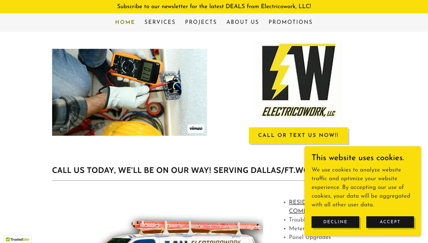 Electricowork, LLC website screenshot