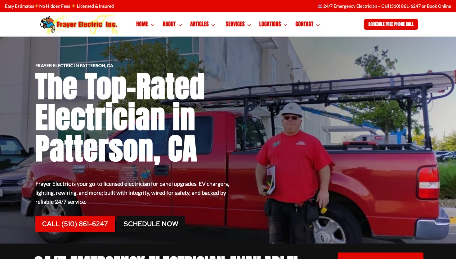 Frayer Electric Inc. website screenshot